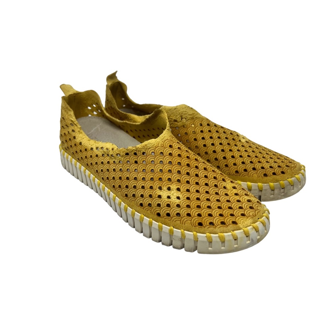 Ilse Jacobsen Tulip Yellow Slip On Perforated Sneakers Shoes EU 41 US 10, 10.5